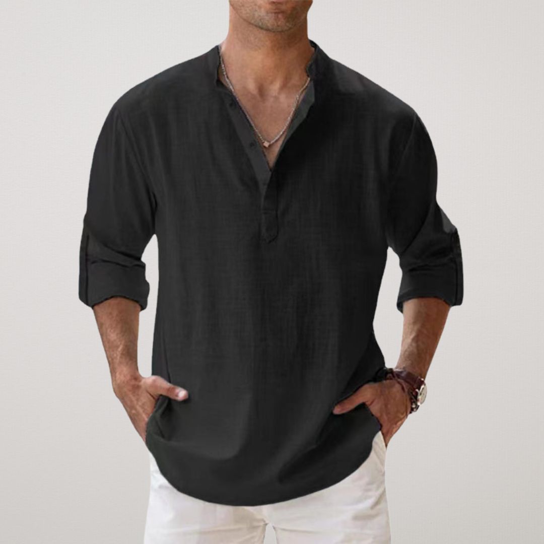 Hugo | Chemise Henley en coton effet lin