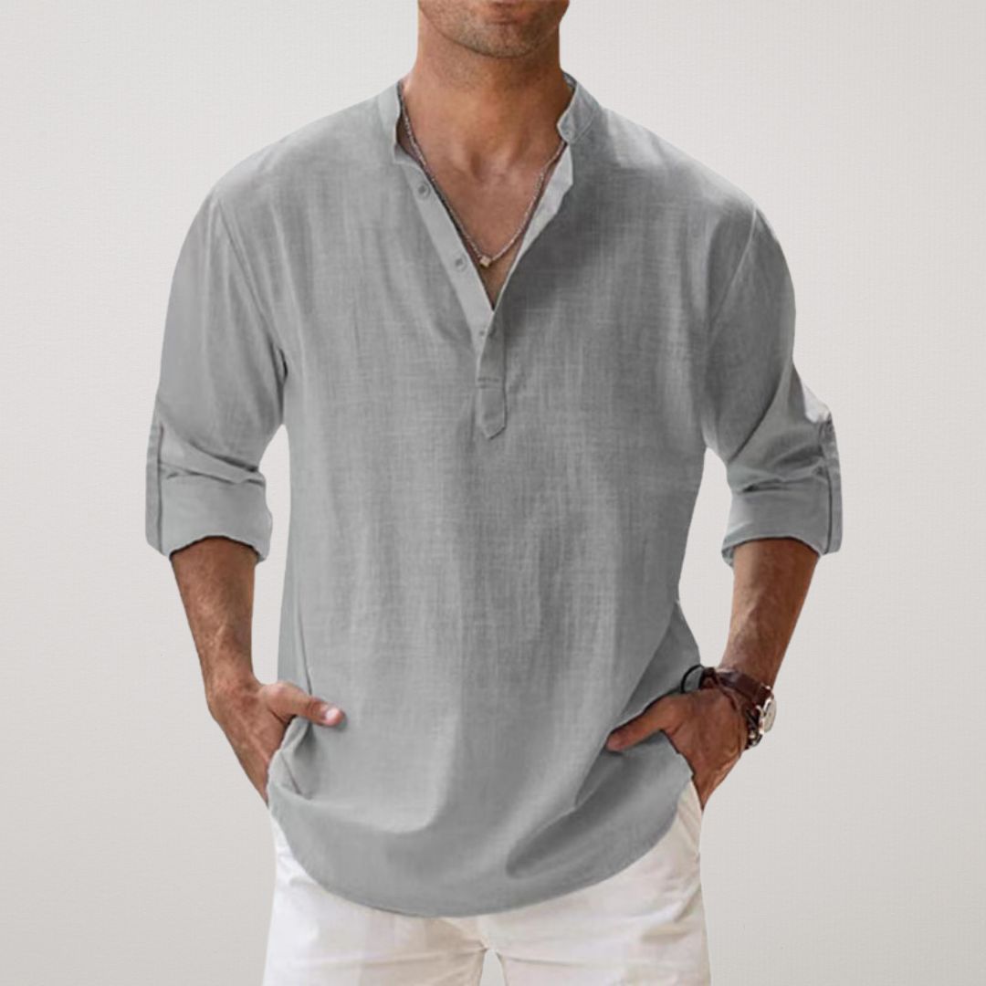 Hugo | Chemise Henley en coton effet lin
