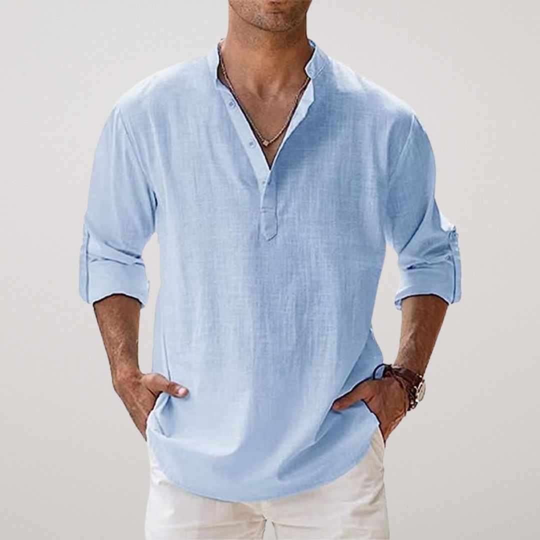 Hugo | Chemise Henley en coton effet lin