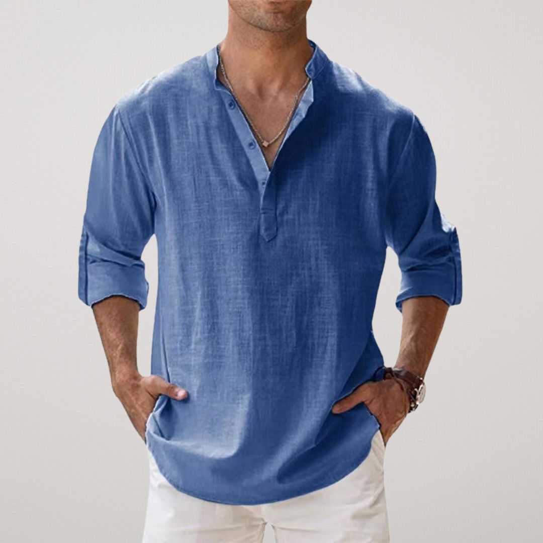 Hugo | Chemise Henley en coton effet lin