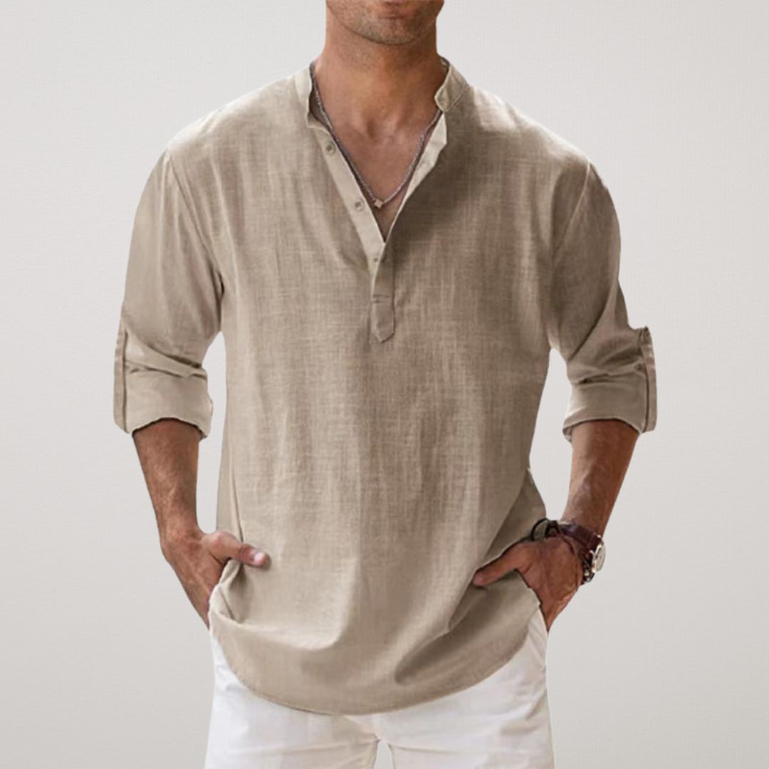 Hugo | Chemise Henley en coton effet lin