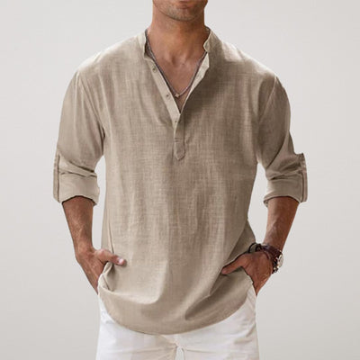 Hugo | Chemise Henley en coton effet lin