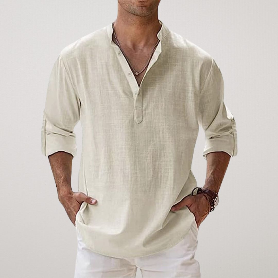 Hugo | Chemise Henley en coton effet lin