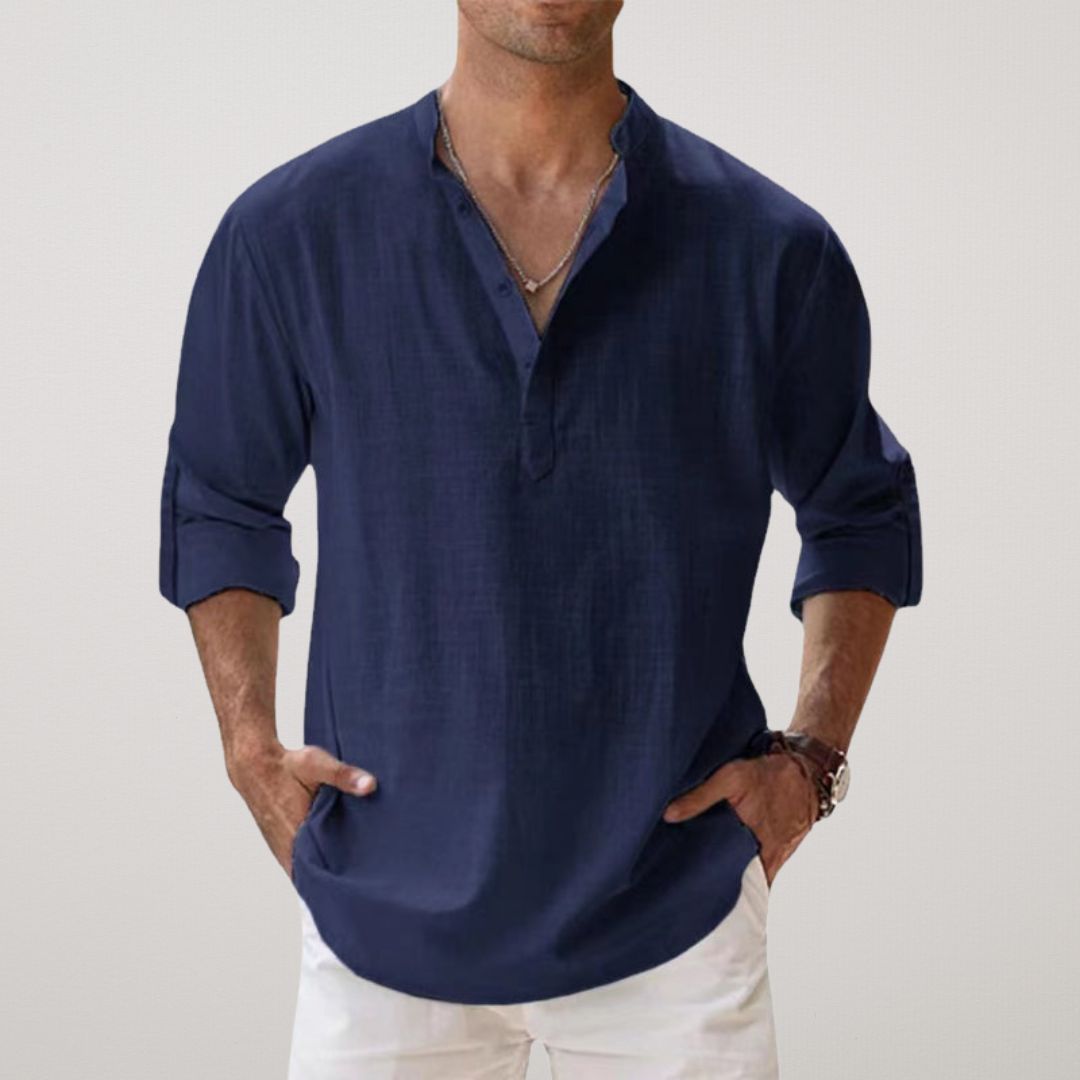 Hugo | Chemise Henley en coton effet lin