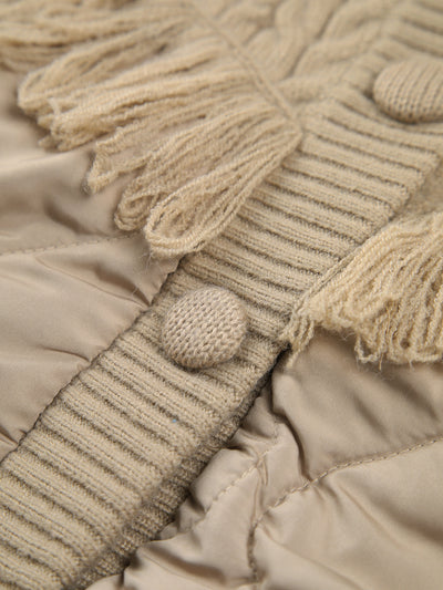 Alizé | Veste matelassée en tricot torsadé patchwork