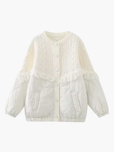 Alizé | Veste matelassée en tricot torsadé patchwork