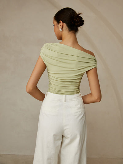 Élise I T-shirt élégant à col asymétrique