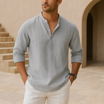 Hugo | Chemise Henley en coton effet lin