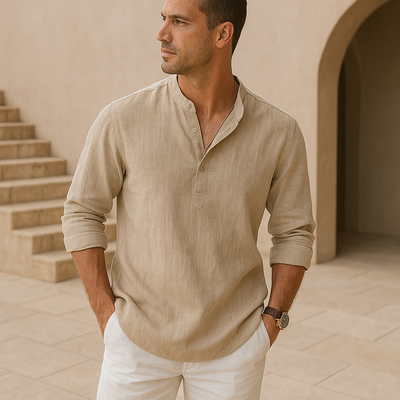 Hugo | Chemise Henley en coton effet lin