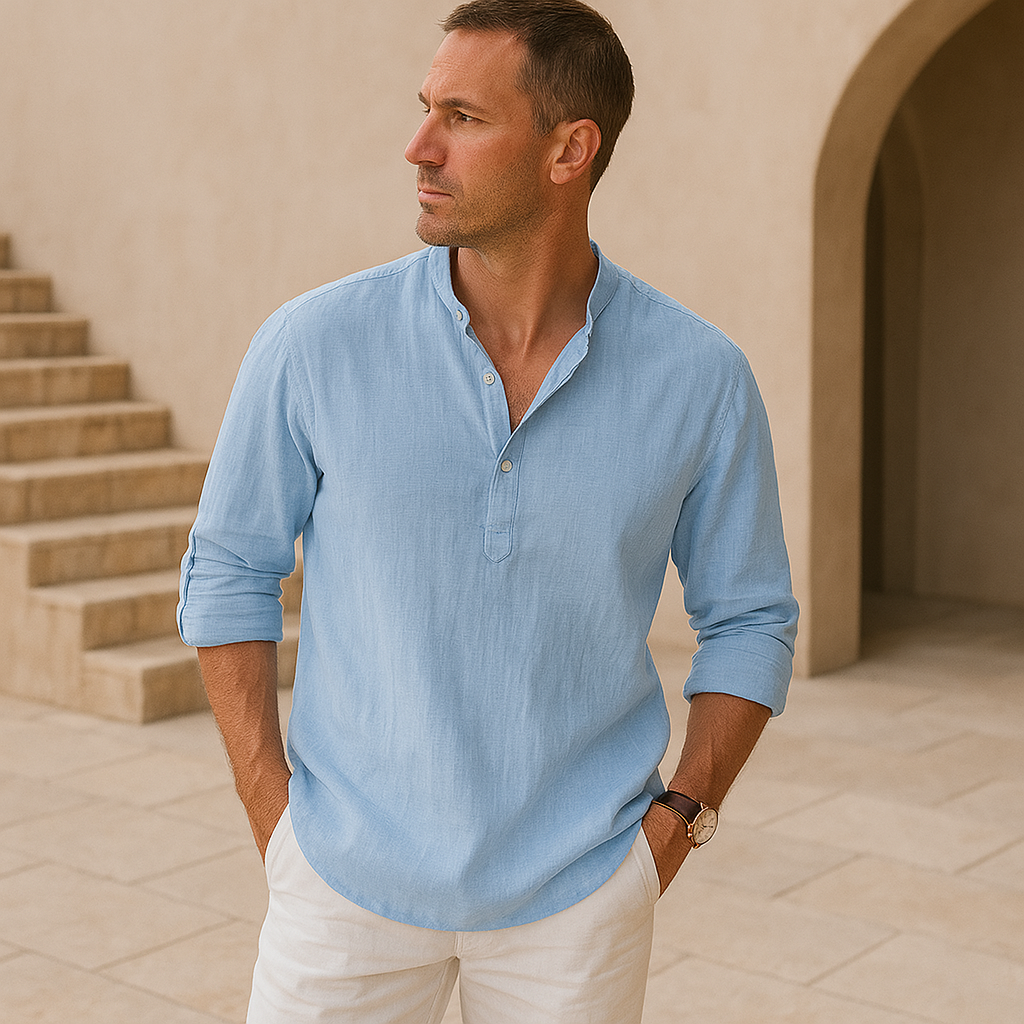 Hugo | Chemise Henley en coton effet lin