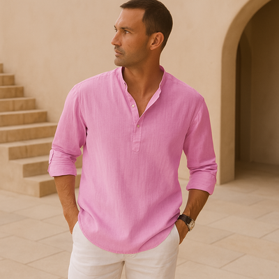 Hugo | Chemise Henley en coton effet lin