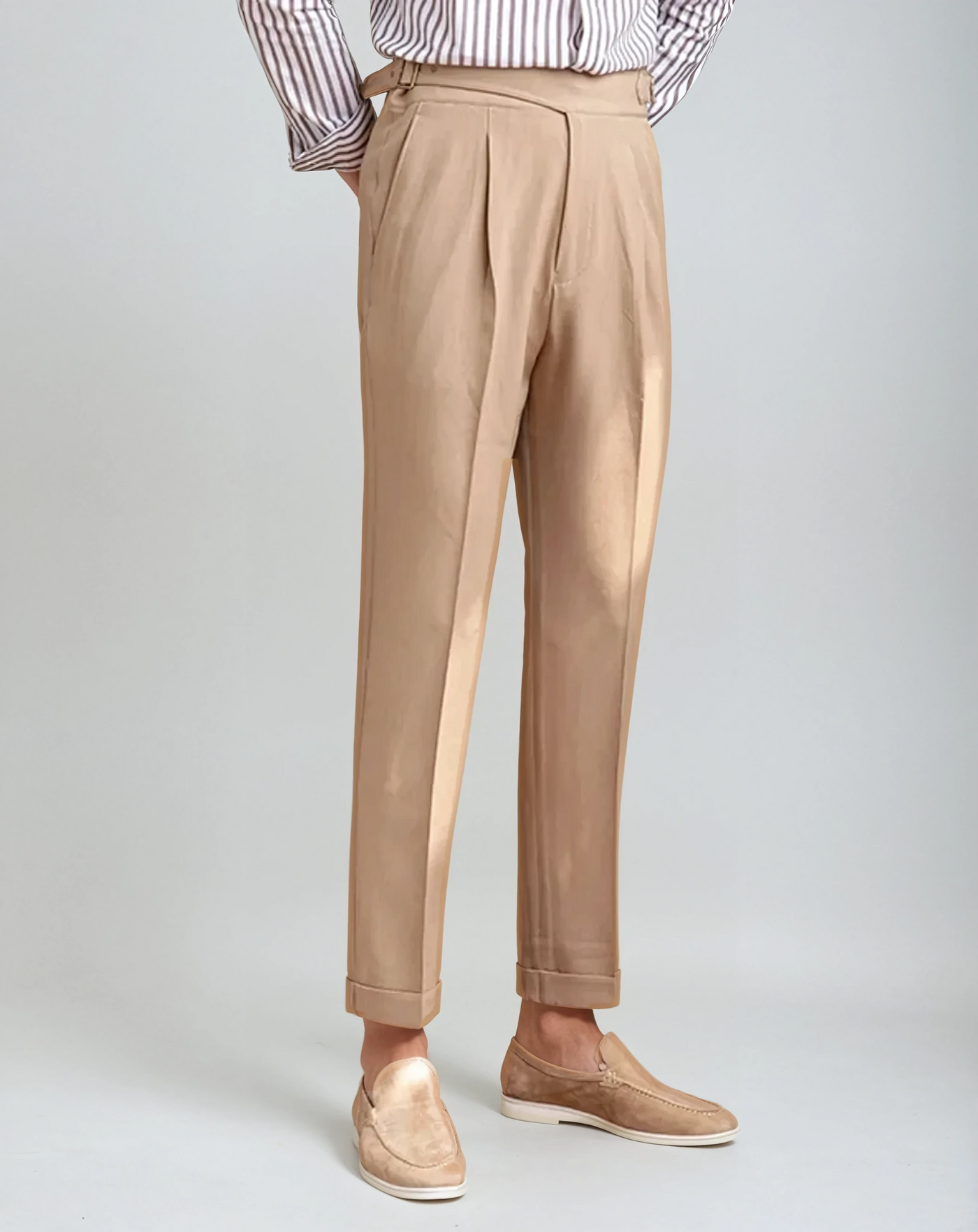Bastien | Pantalon Plissé Oxford Kaki