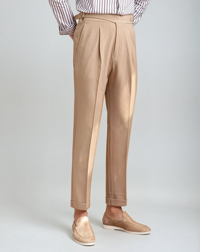 Bastien | Pantalon Plissé Oxford Kaki