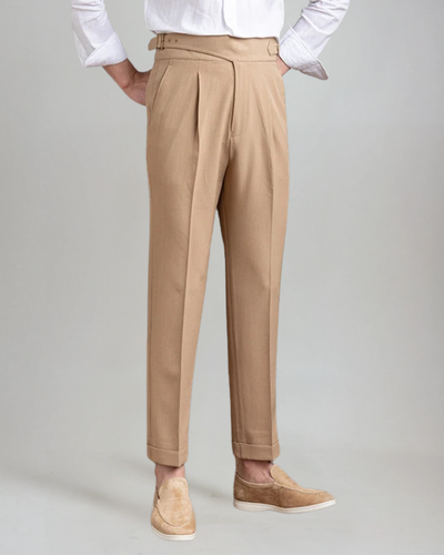 Bastien | Pantalon Plissé Oxford Kaki