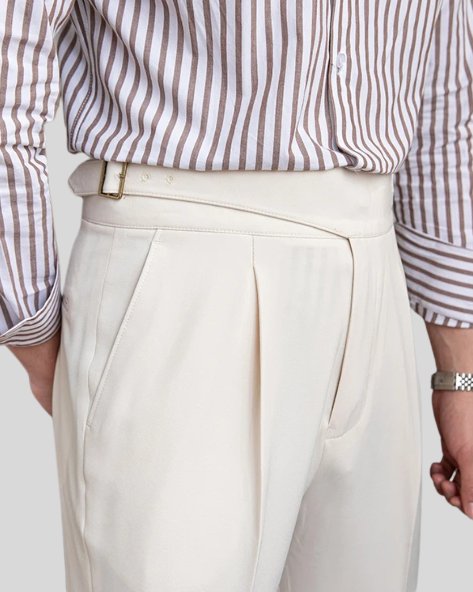 Clément | Pantalon Plissé Oxford Blanc