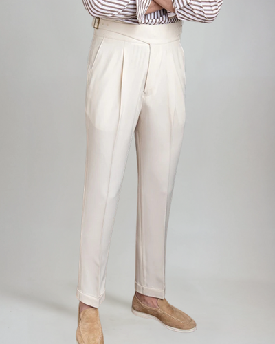 Clément | Pantalon Plissé Oxford Blanc