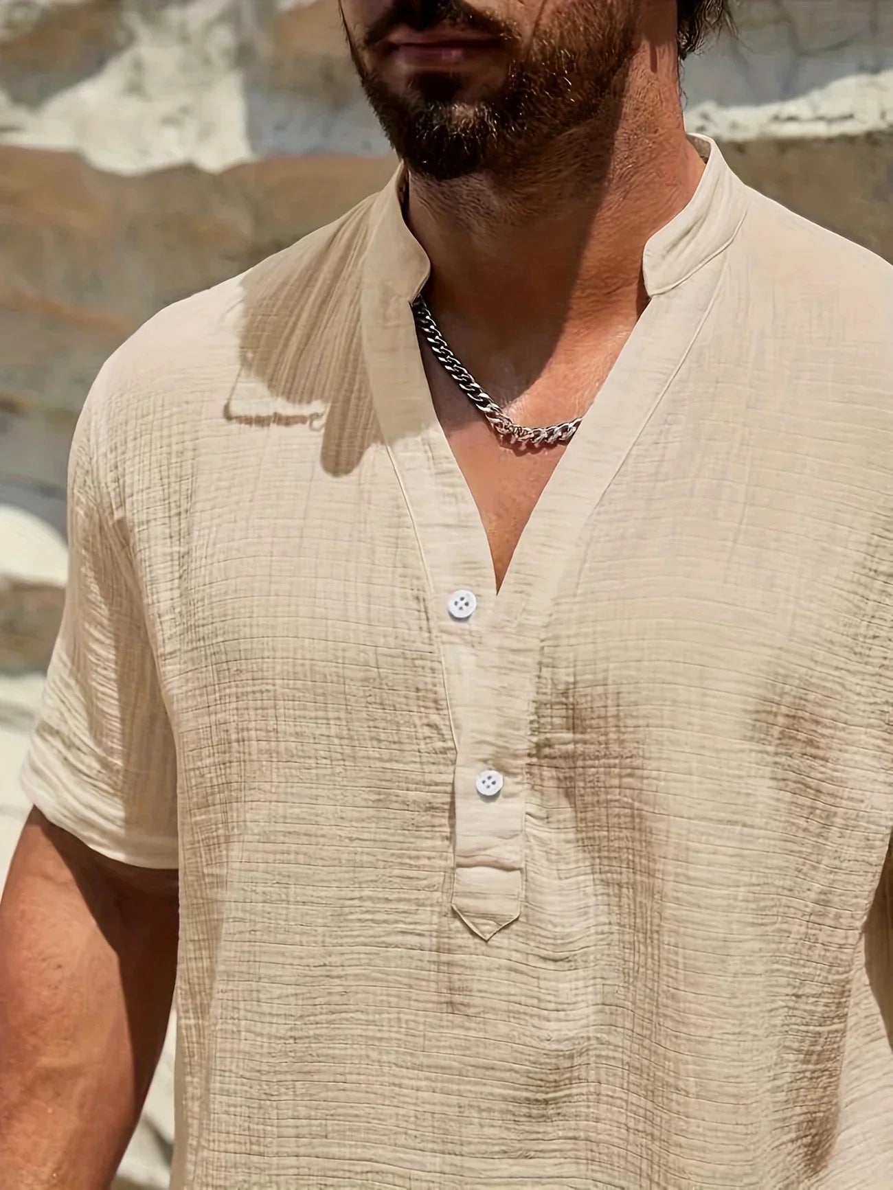 Émile | Chemise d’été élégante à col montant
